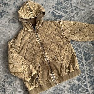 Quilted Distressed Zip-up Hoodie